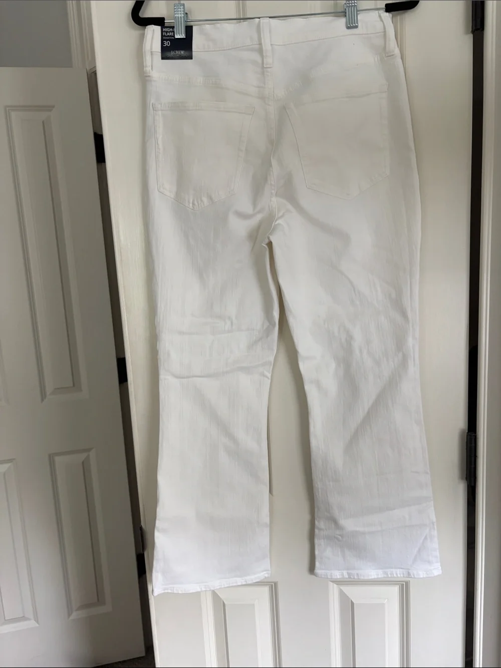 J. Crew White High-Rise Flare Crop Jeans